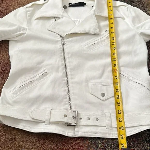 J Brand Shelly Zip Moto Jacket White Size M